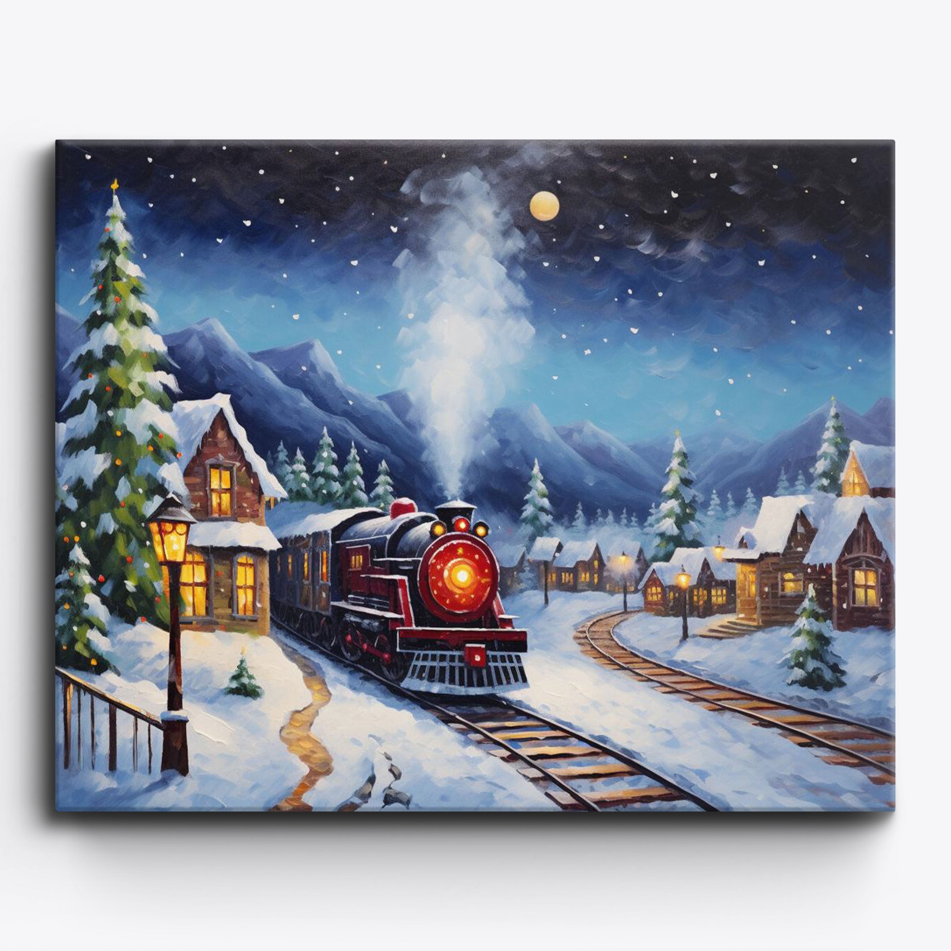 Snow-Clad Village Train No Frame