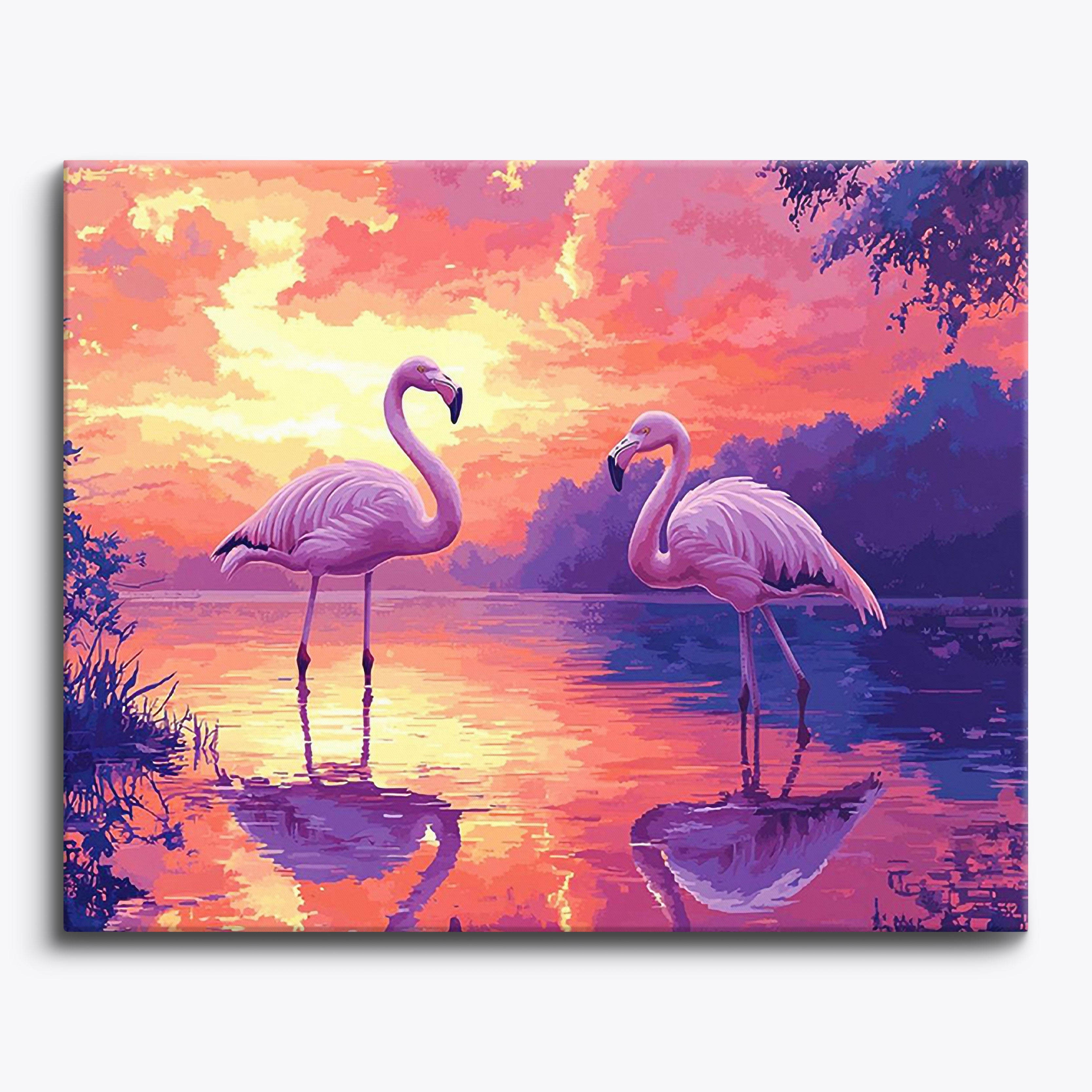 Sunset Flamingos No Frame / Regular (15.75"x19.7"/40x50cm) / 24 colors