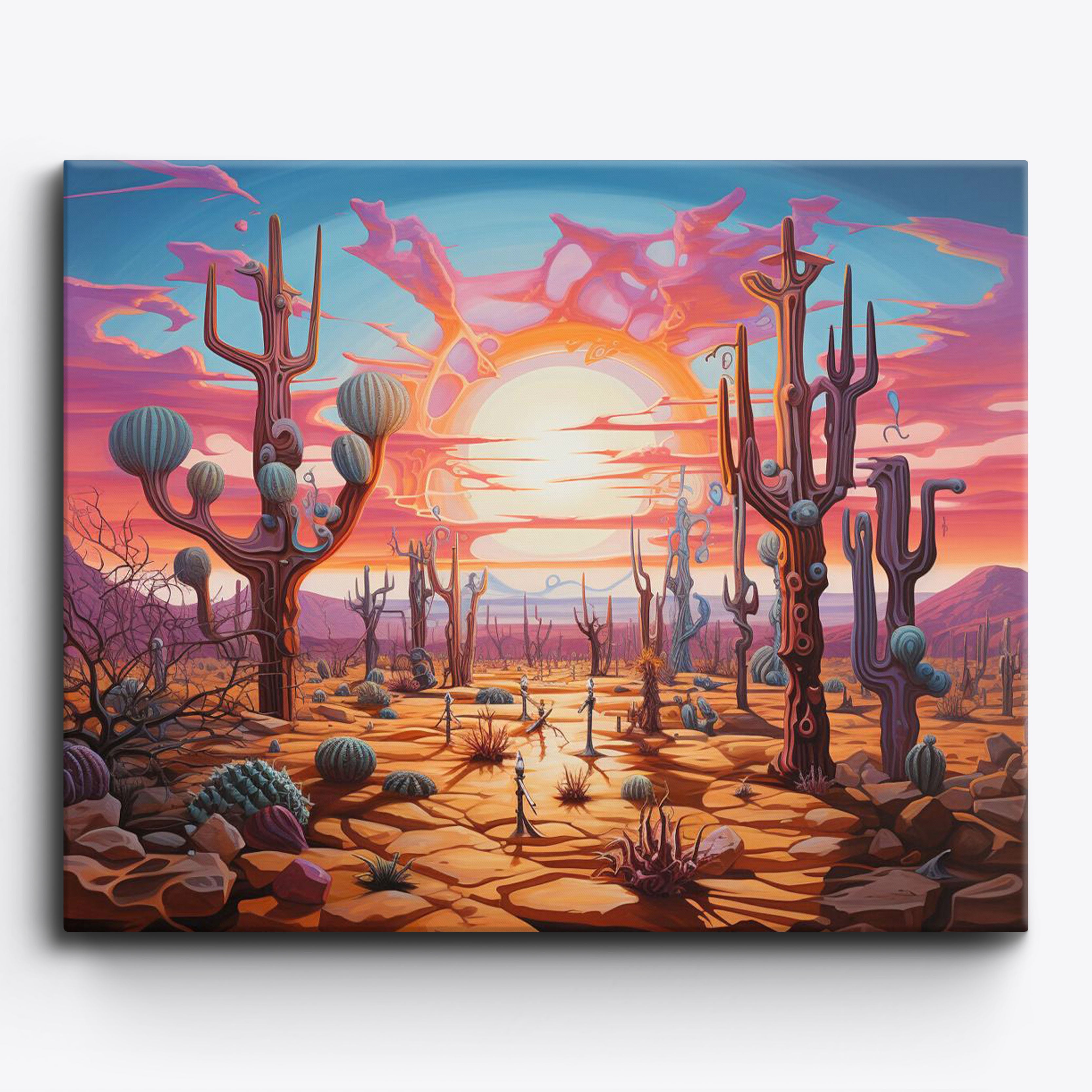 Trippy Cactus Sunset No Frame