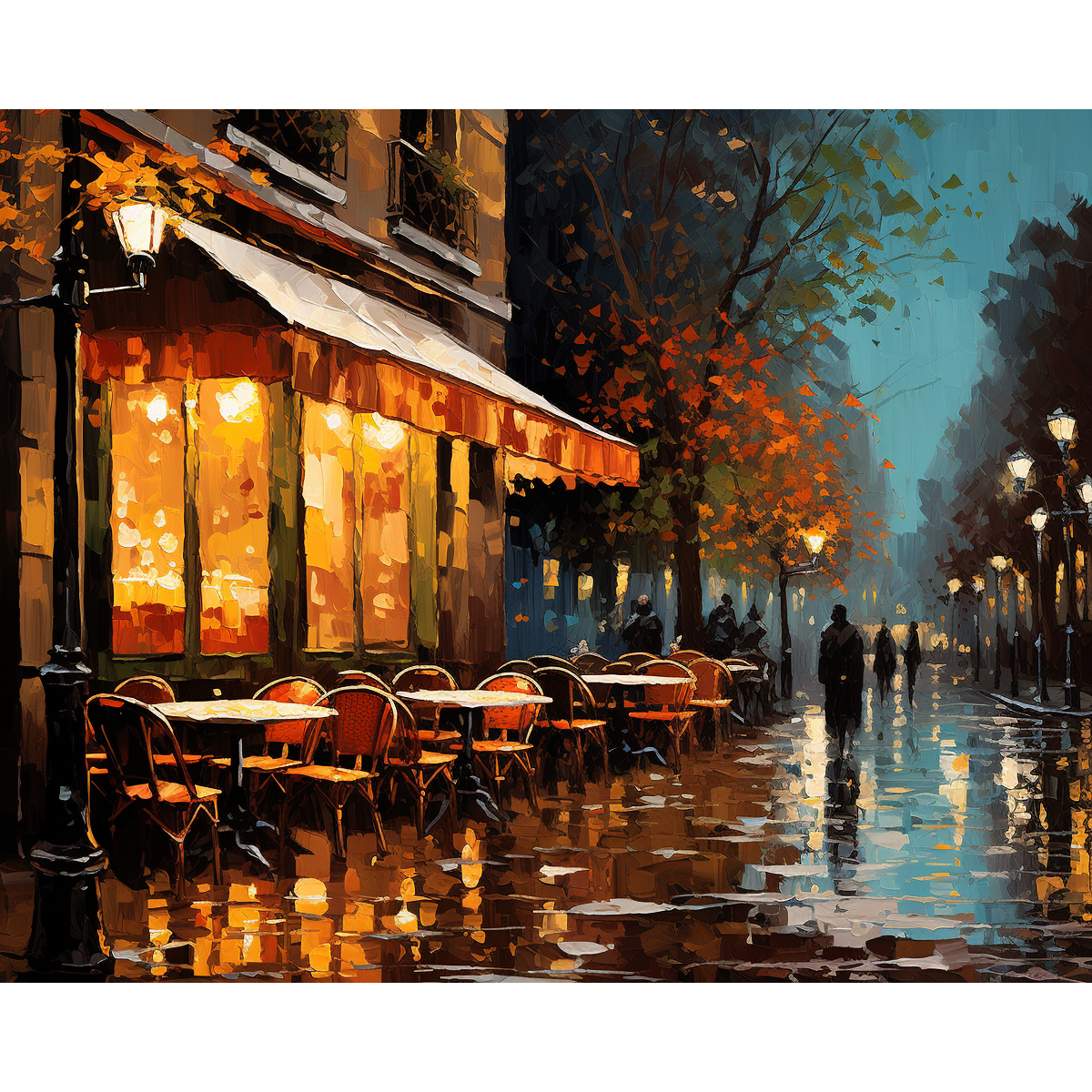 Reflejos de lluvia Un café parisino