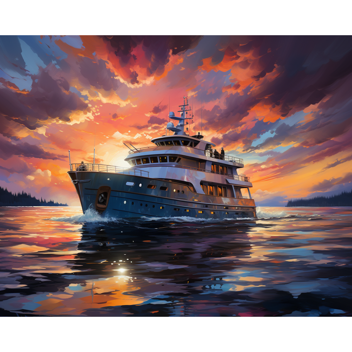 Sunset's Gleaming Yacht